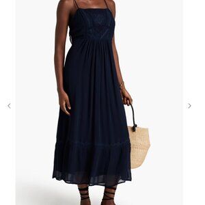 BA&SH Michele embroidered georgette midi dress
